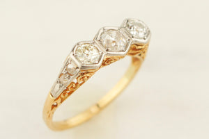 ANTIQUE EDWARDIAN c1910 .50ct DIAMOND RING 18ct GOLD & PALLADIUM