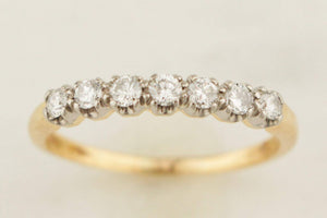 ANTIQUE EDWARDIAN c1915 SEVEN STONE DIAMOND HALF HOOP 18ct GOLD & PALLADIUM