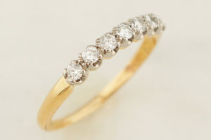 ANTIQUE EDWARDIAN c1915 SEVEN STONE DIAMOND HALF HOOP 18ct GOLD & PALLADIUM