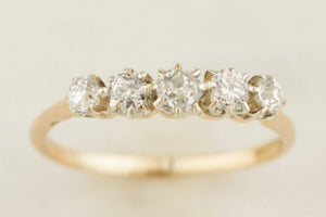 ANTIQUE EDWARDIAN c1910 FIVE STONE DIAMOND HALF HOOP 18ct GOLD & PLATINUM