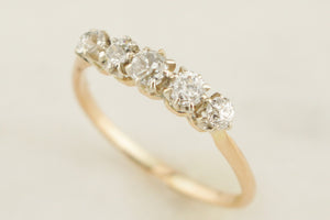 ANTIQUE EDWARDIAN c1910 FIVE STONE DIAMOND HALF HOOP 18ct GOLD & PLATINUM