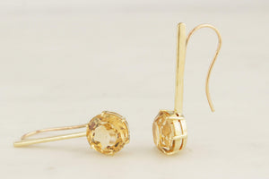 ANTIQUE EDWARDIAN c1900 CITRINE DROP EARRINGS 9ct GOLD