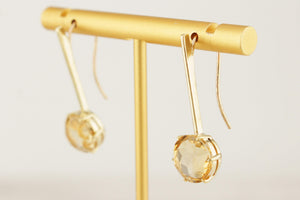 ANTIQUE EDWARDIAN c1900 CITRINE DROP EARRINGS 9ct GOLD