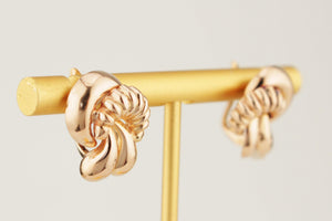 VINTAGE c1940 18ct ROSE KNOT EARRINGS