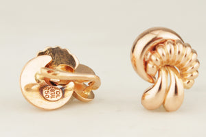 VINTAGE c1940 18ct ROSE KNOT EARRINGS
