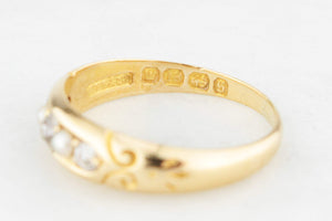 ANTIQUE VICTORIAN 1892 DIAMOND & PEARL RING 18ct GOLD