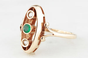 VINTAGE DIAMOND & EMERALD RING 9ct GOLD