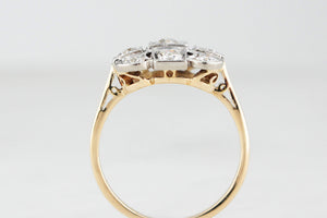 ANTIQUE ART DECO c1920 1ct DIAMOND CLUSTER RING 18ct GOLD & PLATINUM