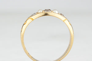 ANTIQUE VICTORIAN 1892 DIAMOND & PEARL RING 18ct GOLD
