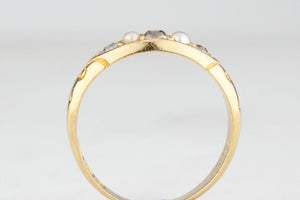 ANTIQUE VICTORIAN 1892 DIAMOND & PEARL RING 18ct GOLD