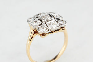 ANTIQUE ART DECO c1920 1ct DIAMOND CLUSTER RING 18ct GOLD & PLATINUM