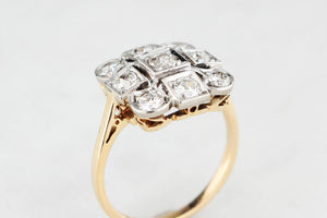 ANTIQUE ART DECO c1920 1ct DIAMOND CLUSTER RING 18ct GOLD & PLATINUM