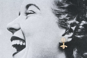 VINTAGE 14ct GOLD DIAMOND CLUSTER & BEE EARRINGS