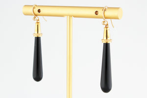 RETRO ONYX PENDELOQUE EARRINGS 9ct GOLD