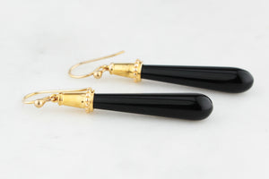RETRO ONYX PENDELOQUE EARRINGS 9ct GOLD