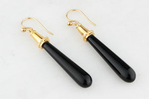 RETRO ONYX PENDELOQUE EARRINGS 9ct GOLD