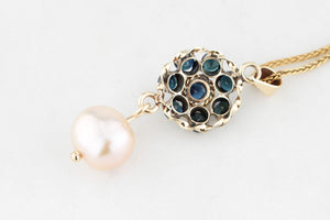 VINTAGE SAPPHIRE & PEARL PENDANT 18ct GOLD