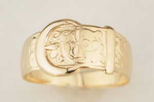RETRO ANTIQUE STYLE BUCKLE RING 9ct YELLOW GOLD