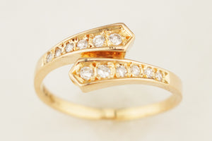 RETRO ESTATE DIAMOND SNAKE CROSS OVER BAND 14ct YELLOW GOLD