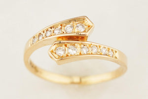 RETRO ESTATE DIAMOND SNAKE CROSS OVER BAND 14ct YELLOW GOLD