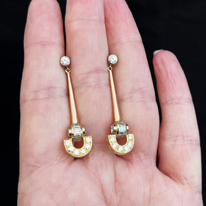 VINTAGE c1940 2ct DIAMOND PENDANT EARRINGS 18ct GOLD