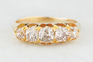 ANTIQUE EDWARDIAN FIVE-STONE 1.08ct DIAMOND RING IN 18ct YELLOW GOLD