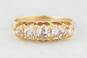 ANTIQUE EDWARDIAN FIVE-STONE 1.08ct DIAMOND RING IN 18ct YELLOW GOLD