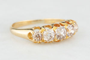 ANTIQUE EDWARDIAN FIVE-STONE 1.08ct DIAMOND RING IN 18ct YELLOW GOLD