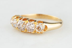 ANTIQUE EDWARDIAN FIVE-STONE 1.08ct DIAMOND RING IN 18ct YELLOW GOLD