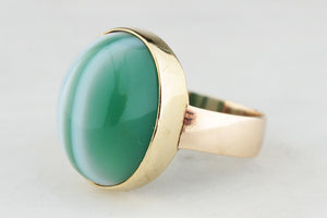 MID-CENTURY BANDED AGATE RING 14ct YELLOW GOLD