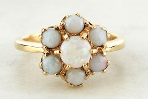 RETRO SOLID OPAL CLUSTER RING 9ct GOLD