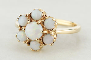 RETRO SOLID OPAL CLUSTER RING 9ct GOLD