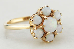 RETRO SOLID OPAL CLUSTER RING 9ct GOLD