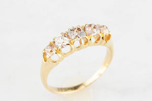 ANTIQUE EDWARDIAN FIVE-STONE 1.08ct DIAMOND RING IN 18ct YELLOW GOLD
