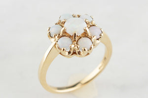 RETRO SOLID OPAL CLUSTER RING 9ct GOLD