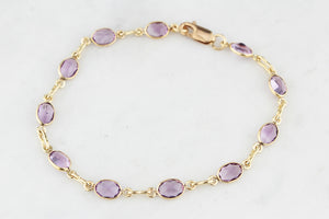 VINTAGE AMETHYST BRACELET 9ct GOLD