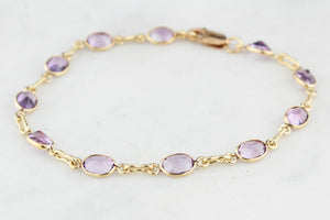 VINTAGE AMETHYST BRACELET 9ct GOLD