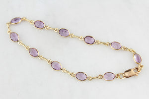VINTAGE AMETHYST BRACELET 9ct GOLD