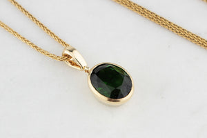 BESPOKE 2.75ct GREEN TOURMALINE PENDANT 10ct GOLD