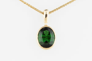 BESPOKE 2.75ct GREEN TOURMALINE PENDANT 10ct GOLD