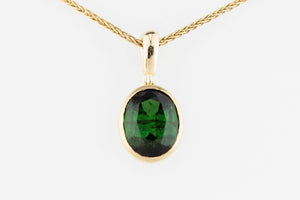 BESPOKE 2.75ct GREEN TOURMALINE PENDANT 10ct GOLD