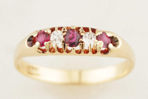 ANTIQUE EDWARDIAN c1900 RUBY & DIMAOND RING 18ct GOLD