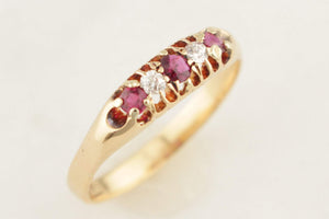 ANTIQUE EDWARDIAN c1900 RUBY & DIMAOND RING 18ct GOLD