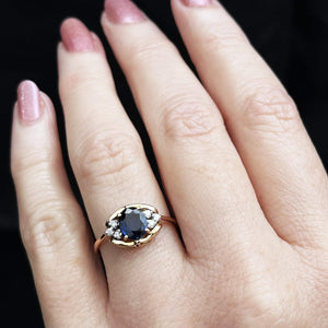 VINTAGE ESTATE SAPPHIRE & DIAMOND RING 18ct GOLD