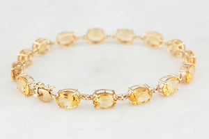 VINTAGE 8.50ct CITRINE LINE BRACELET 9ct YELLOW GOLD