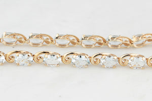 VINTAGE 8.50ct AQUAMARINE LINE BRACELET 10ct GOLD