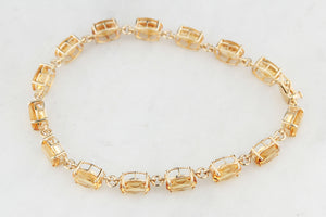 VINTAGE 8.50ct CITRINE LINE BRACELET 9ct YELLOW GOLD