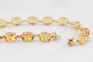 VINTAGE 8.50ct CITRINE LINE BRACELET 9ct YELLOW GOLD