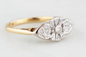 ART DECO DIAMOND RING 18ct GOLD & PLATINUM