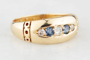 ANTIQUE VICTORIAN 1890 SAPPHIRE & DIAMOND RING 18ct GOLD